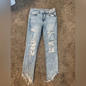 American Eagle Outfitters Light Blue Distressed Skinny Jeans